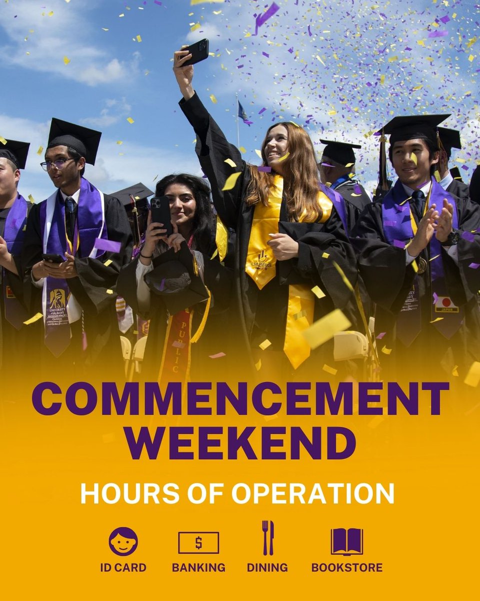 Commencement Weekend hours are now available! ⏰🎓 Congrats to our graduating Great Danes! 💜💛

Visit ow.ly/A14F50VLuW7 view hours of operation! 🔗