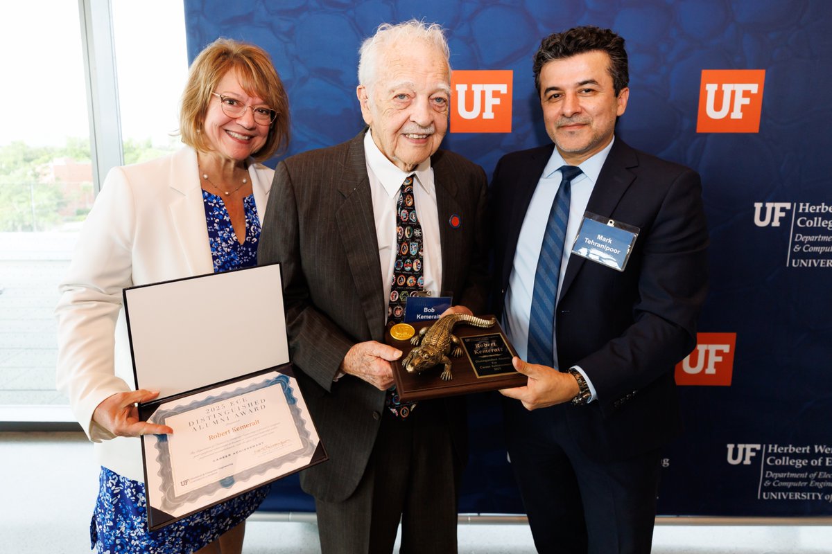 ECEflorida's tweet image. We are proud to recognize Dr. Robert Kemerait (BSEE '60, MSEE '66, Ph.D. '71), inaugural winner of the ECE Distinguished Alumni Award for Career Achievement!
👏 Congratulations, Dr. Kemerait, and thank you for your outstanding contributions! 🌍💼🚀