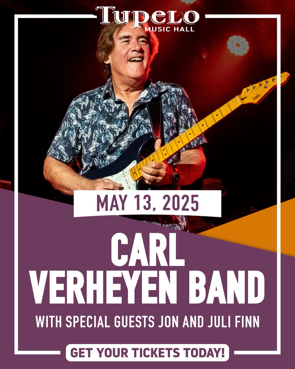 Don't miss guitar legend Carl Verheyen and his incredible band at Tupelo Music Hall on Tuesday, May 13! tickets.tupelohall.com/carlverheyenba…