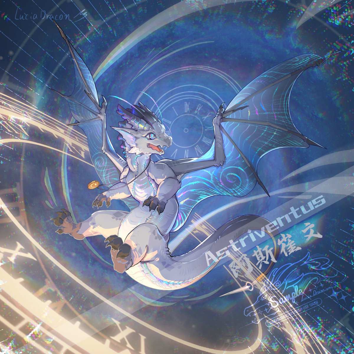 luciadracon's tweet photo. Commission, Astrivan the wyrmling time dragon. 

发点之前的存图，时光雏龙阿斯崔文。owner 残天 https://t.co/qpusxQxocH