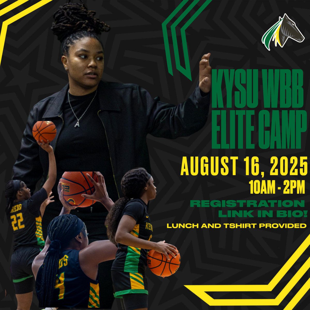 Kentucky State Women’s Basketball (@kysuwbb) on Twitter photo Registration is OPEN for Amani Williams’ 2025 Elite Basketball Camp at Kentucky State!
August 16th | William Exum Center
Grades 9-12 | $75
🔗 Register: coachwilliamsbasketballcamp.com/camps.php
For more information, please email: Amani.williams1@kysu.edu Registration is OPEN for Amani Williams’ 2025 Elite Basketball Camp at Kentucky State!
August 16th | William Exum Center
Grades 9-12 | $75
🔗 Register: coachwilliamsbasketballcamp.com/camps.php
For more information, please email: Amani.williams1@kysu.edu