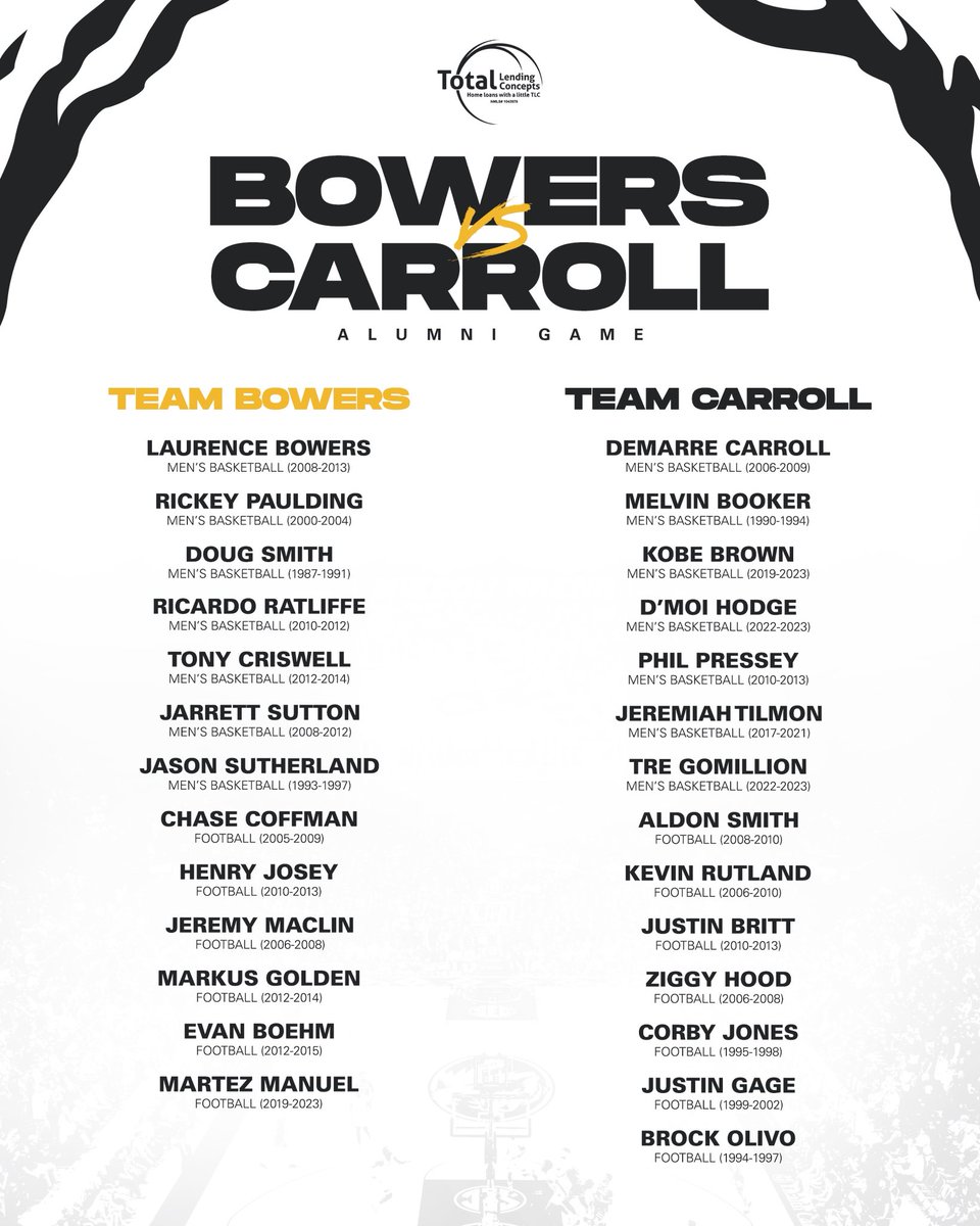LBowers_21's tweet image. 🏀 Which Team You Got? 🏈
Legends return. Nostalgia hits. Charity wins.
Some of the greatest Mizzou athletes from the past 40 years. One court, one cause!
Bowers vs. Carroll Alumni Game Vol. 3
June 14, 2025 | Mizzou Arena
Doors: 9am | Autographs: 10am | Tipoff: 12pm |…