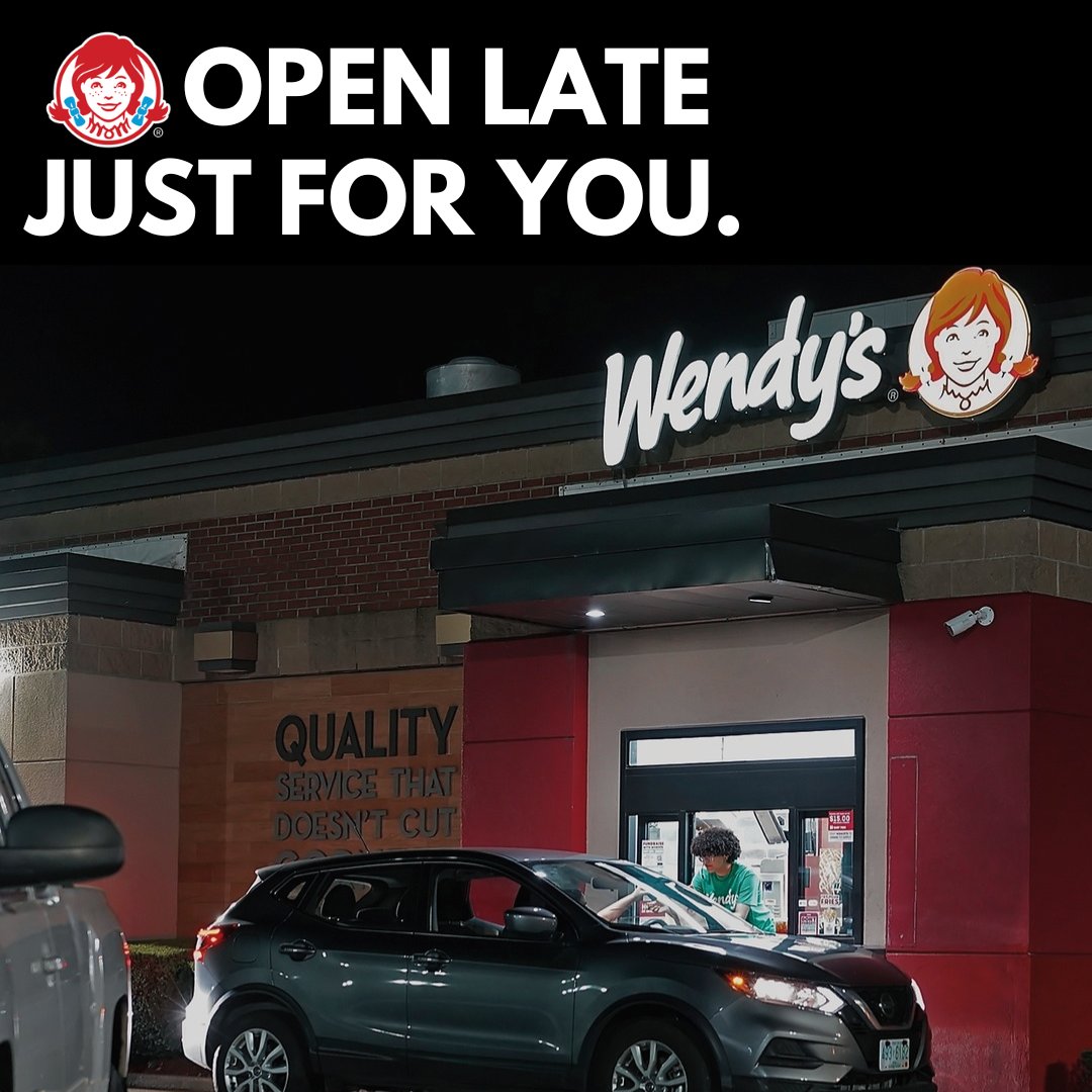 Late-night cravings? Wendy's drive-thru's got you covered. Don't miss out on eating great just because it's late! We got you.