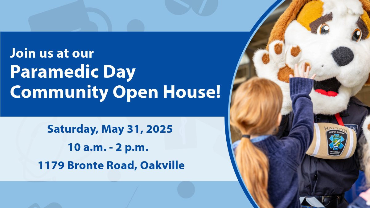 Join us at our Paramedic Day Community Open House on Saturday, May 31 at 10 a.m. in #OakvilleON!  Bring the whole family to climb on board emergency vehicles, check out tactical paramedic gear, bouncy castles, face painting, crafts and more! Get details: halton.ca/paramedics