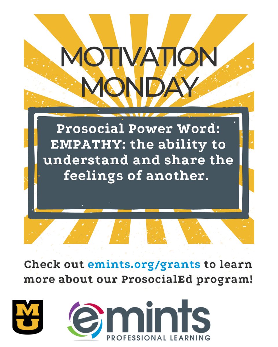 #MotivationMonday: 🌱 Cultivating empathy is key to a positive learning environment. Our PAL Classrooms 2.0 program emphasizes strategies that promote empathy. Find out how it can benefit your school: emints.org/grants #eMINTS #MizzouHDFS #ProsocialEd