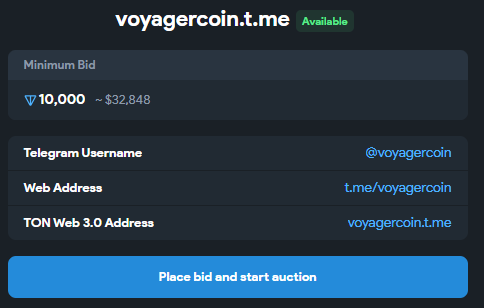 NFT_Publisher's tweet photo. Unique Telegram NFT Username for Sale!
Username: voyagercoin
Listed securely on Fragment
Instant transfer after purchase – safe and verified!
https://t.co/BJMokmNoUM

#UsernameForSale 
#NFTUsername  #TelegramNFT #FragmentUsername  #UsernameMarket #SellUsername #UsernameNFT https://t.co/yHF9kHEXHR