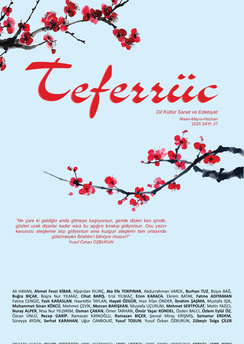 Aydos (38. sayı) ve Teferrüc (27. sayı) dergilerimizde birer şiirle...
Bahar muştusu niyetine.