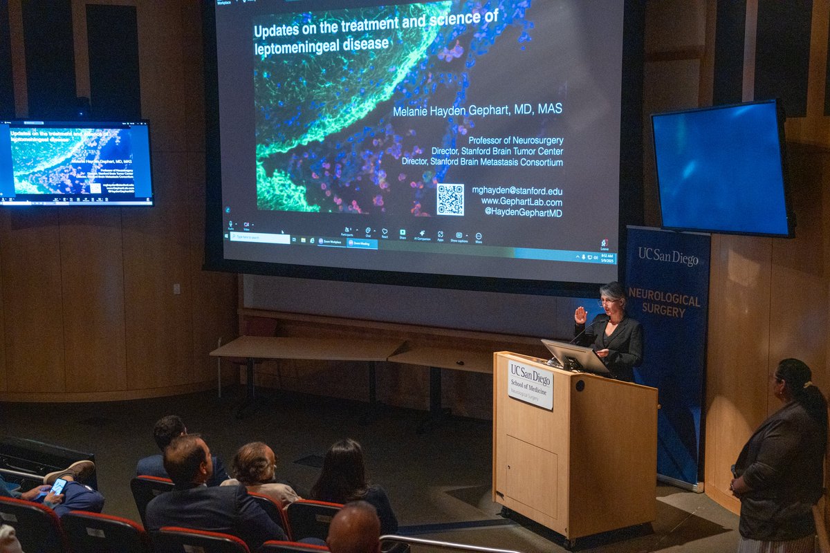 UC San Diego Neurological Surgery (@ucsdneurosurg) on Twitter photo Happy Grand Rounds Friday! Professor of Neurosurgery at <a href="/StanfordNsurg/">Stanford Neurosurgery</a> Melanie Hayden Gephart, MD, MAS, gave updates on the latest treatment and science of Leptomeningeal disease.
Fun fact: Dr. Gephart is alumna of <a href="/UCSDMedSchool/">UC San Diego School of Medicine</a> Happy Grand Rounds Friday! Professor of Neurosurgery at <a href="/StanfordNsurg/">Stanford Neurosurgery</a> Melanie Hayden Gephart, MD, MAS, gave updates on the latest treatment and science of Leptomeningeal disease.
Fun fact: Dr. Gephart is alumna of <a href="/UCSDMedSchool/">UC San Diego School of Medicine</a>