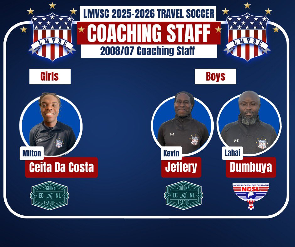 We’re proud to announce our 2025-2026 Coaching Slate.  Meet our 2010-2007 Head Coaches!

#CoachingExcellence #LeadTheWay #FutureChampions  #BuildingLeaders #GameChangers