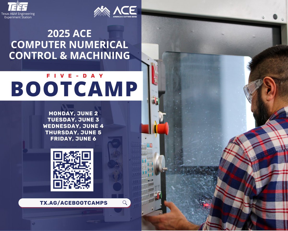 Through ACE, participants receive FREE online and hands-on CNC machining training—no prior experience needed! Whether you're looking for a fresh start or a step forward, ACE has you covered. Learn more and sign up at tx.ag/ACEbootcamps