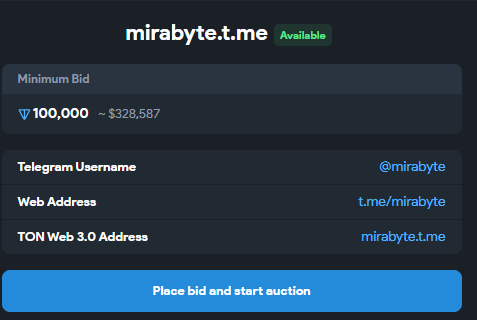 NFT_Publisher's tweet photo. Unique Telegram NFT Username for Sale!
Username: mirabyte
Listed securely on Fragment
Instant transfer after purchase – safe and verified!
https://t.co/3Ckx03v8bv

#UsernameForSale 
#NFTUsername  #TelegramNFT #FragmentUsername  #UsernameMarket #SellUsername #UsernameNFT https://t.co/A1ygQlY5Ga