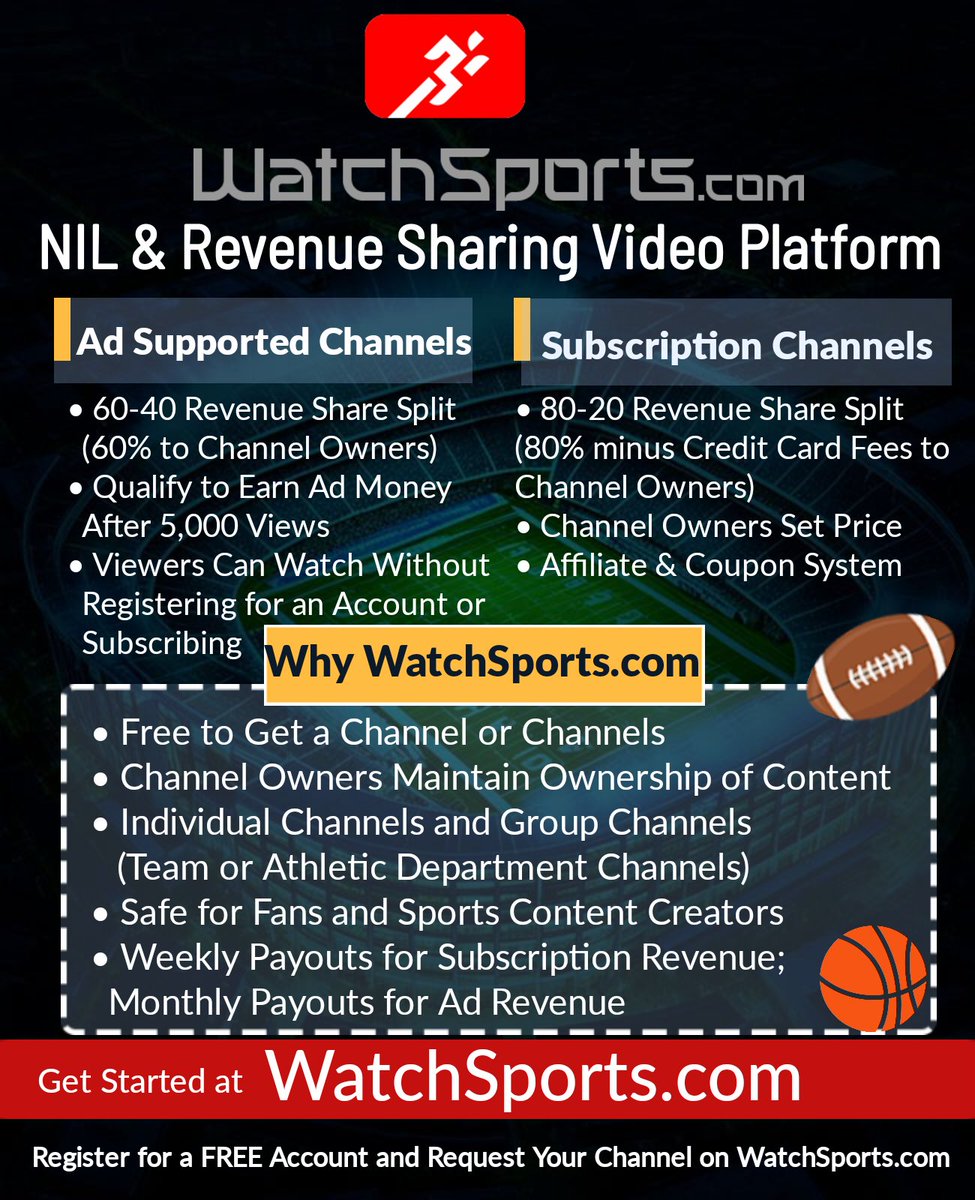If you have a sports podcast or are an athlete looking for ways to make money with NIL, check out WatchSports.com.

You can sign up for a free account today and start your channel or channels on WatchSports.com.

DM if you have any questions.

#NIL #sportscontent
