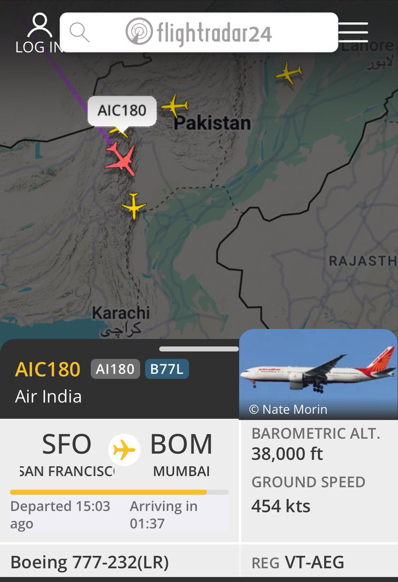 anupthinks's tweet image. Is Air India flying over Pakistani airspace? Also the most tracked flight in #FlightRadar right now.

#IndiaPakistanWar #IndianNavyAction #IndianArmy #AirIndia #IndianNavy #OperationSindoor