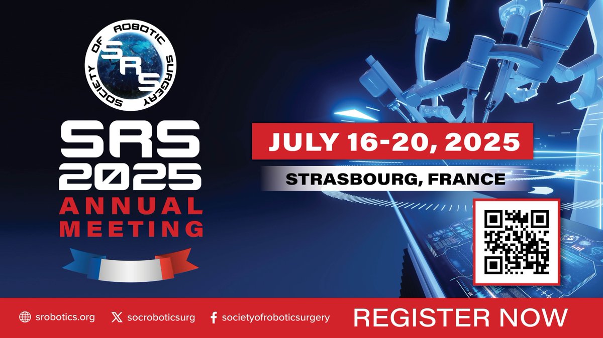 Society of Robotic Surgery | SRS (@socroboticsurg) on Twitter photo Secure your spot for #SRS2025! Join us in Strasbourg, France, from July 16-20, 2025, for an unparalleled opportunity to learn from and network with leading experts and innovators in #roboticsurgery!
Learn More + Register Now: srobotics.org
#SRS <a href="/vipulpatelmd/">Vipul Patel, MD</a> Secure your spot for #SRS2025! Join us in Strasbourg, France, from July 16-20, 2025, for an unparalleled opportunity to learn from and network with leading experts and innovators in #roboticsurgery!
Learn More + Register Now: srobotics.org
#SRS <a href="/vipulpatelmd/">Vipul Patel, MD</a>