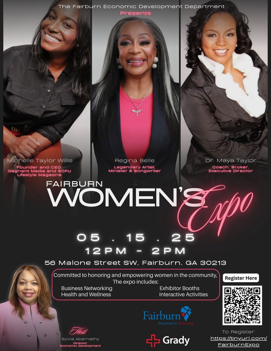You have officially been invited to the Fairburn Women's Expo 💼.  This is your time to shine and surround yourself with other successful and like-minded businesswomen.

👩‍💼 REGISTER HERE: tinyurl.com/FairburnExpo 

#OneFairburn #FairburnGA #WomensBusinessExpo #SmallBusinesses