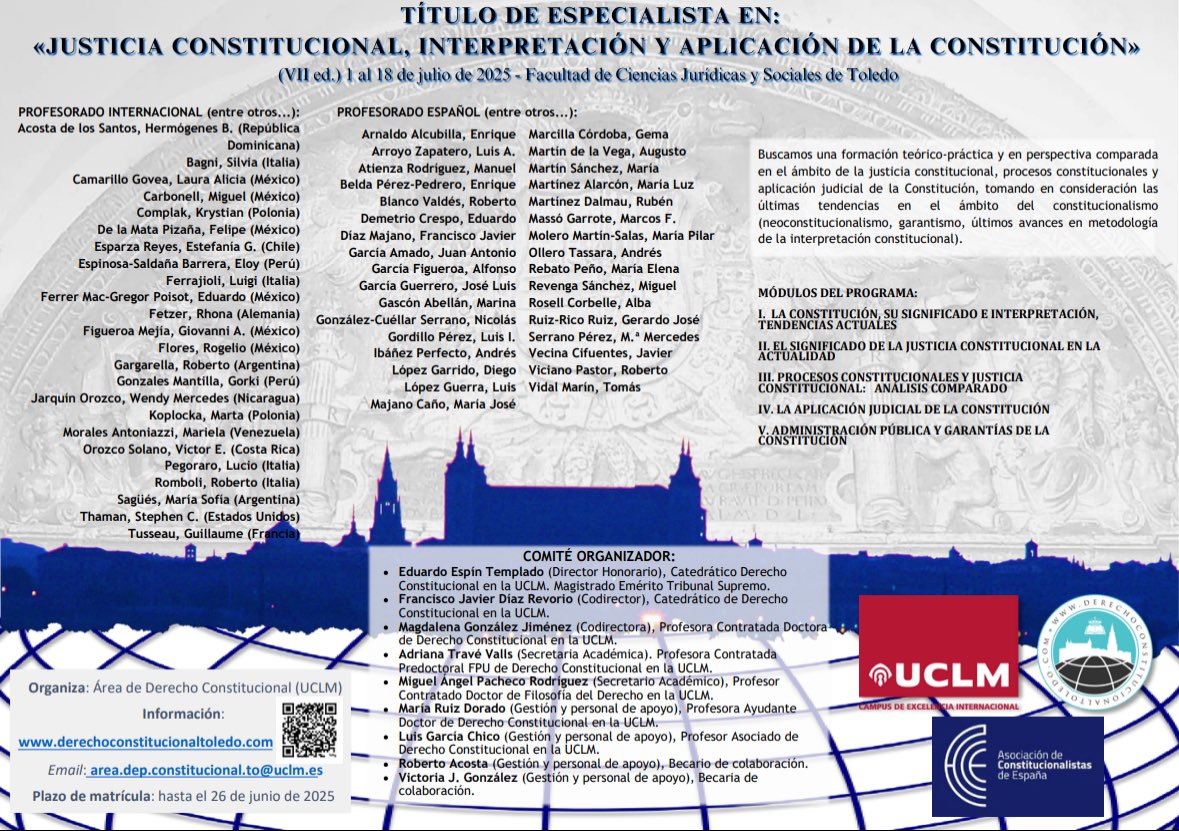 📣📣📣 si estás interesada o interesado en cursar el Título de Especialista en Justicia Constitucional, interpretación y aplicación de la Constitución de la <a href="/uclm_es/">Universidad de Castilla-La Mancha</a>  y quieres obtener el 30% de descuento en matrícula ¡mándame un mensaje!