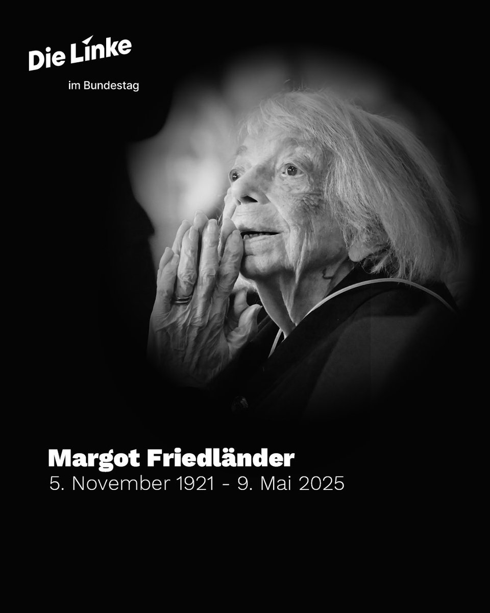 Holocaust-Überlebende Margot Friedländer ist gestorben. <a href="/bodoramelow/">Bodo Ramelow</a>, Bundestags Vizepräsident, kondoliert: „‚Hass ist mir fremd‘
Dieser Satz war das Credo von Margot Friedländer. Darin liegt der Geist der Versöhnung und die ausgestreckte Hand einer Frau, die alle Angehörigen von