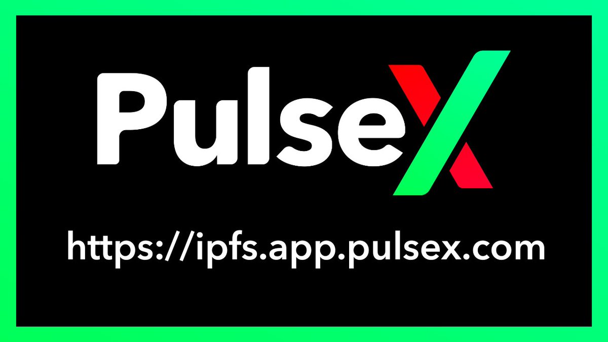 🚨 MAJOR PulseX Update!

✅A new official link has been deployed that automatically directs to the most recent IPFS gateway for PulseX. 

🧠This means that people only have to remember  one link for PulseX and they will always be accessing the newest version.