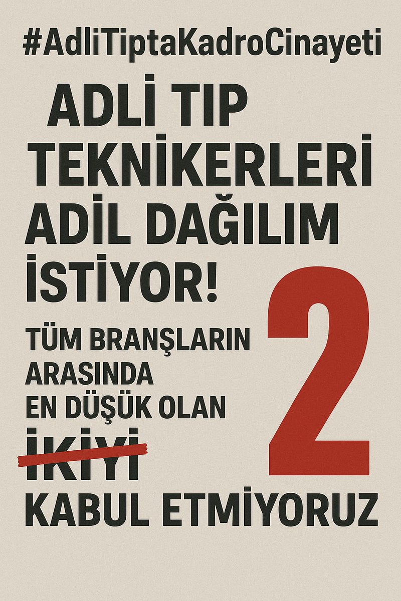 "Adli tıp teknikerine sadece 2 kadro mu? Onlarca üniversitede bölüm açıp, sonra yok saymak hangi akla, hangi vicdana sığar? Bu mesleği görmezden gelmeyin."

<a href="/saglikbakanligi/">T.C. Sağlık Bakanlığı</a> 
<a href="/drmemisoglu/">Prof. Dr. Kemal Memişoğlu</a>