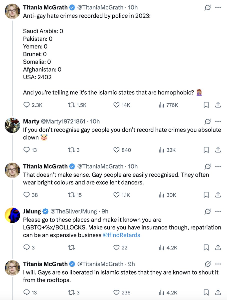 TitaniaMcGrath's tweet image. Why do all these bigots keep trying to argue with me? 🤔