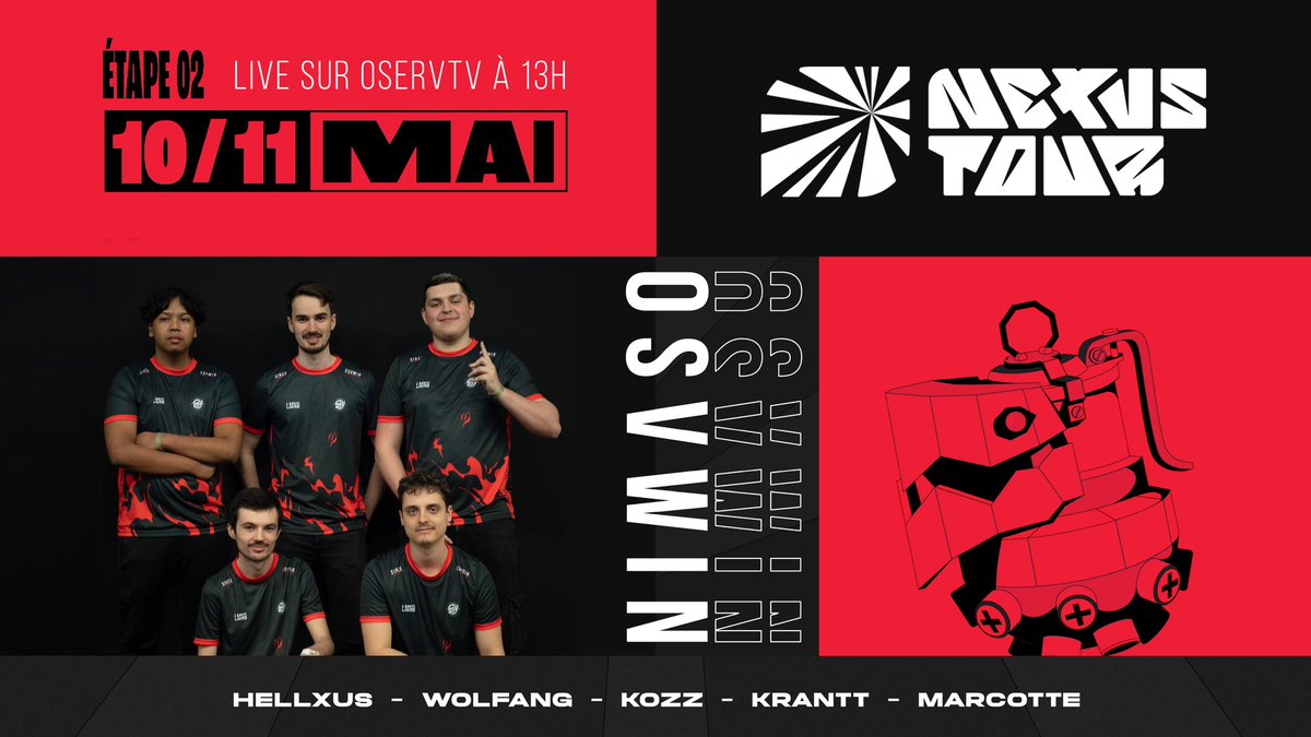 Beaucoup d'améliorations depuis la GA ! 😈

Soyez prêts à voir notre équipe #LoL lors de cette 2ème étape du Nexus Tour ! 👊

À partir de demain 13h ! 👋
📺 Twitch : OservTV 
#OSVWIN