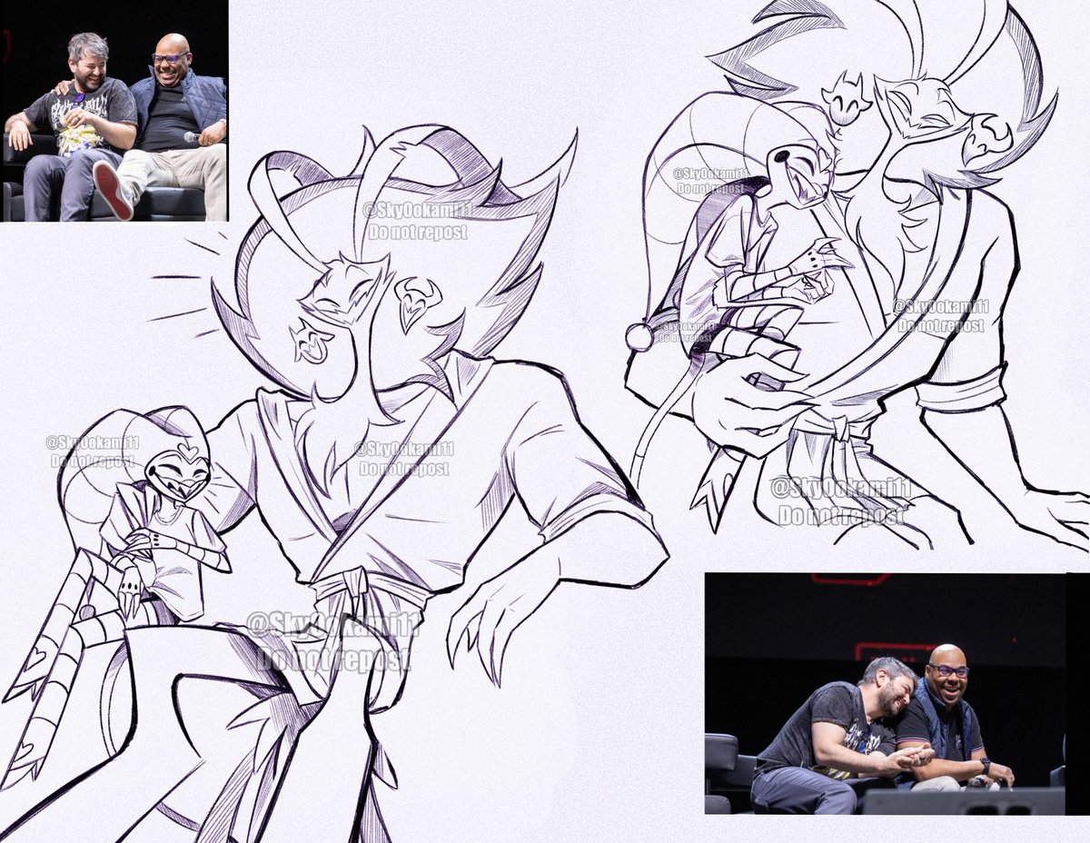 SkyOokami11art's tweet image. Made a couple of sketches based on James &amp;amp; Alex moments at the LVLUP cast  panel ❤️
I know it’s not much, but I have little energy and time 😅🫠

#HelluvaBoss #HelluvaBossFanart #Fizzarozzie