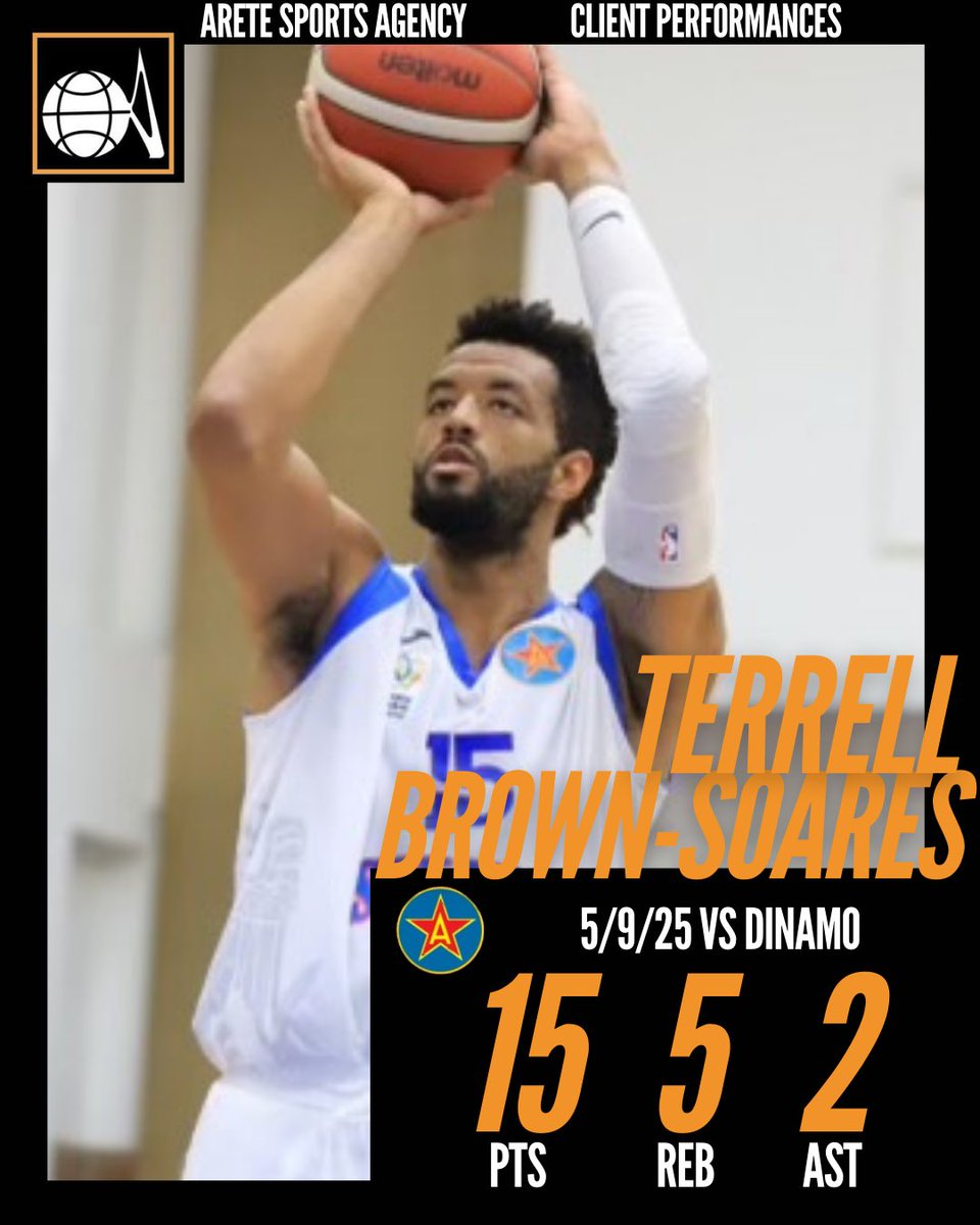 Terrell Brown-Soares had a great performance with 15 points, 5 rebounds, and 2 assists in today’s game for <a href="/steauabucuresti/">Steaua Bucuresti</a>. Steaua ties the series with a win over Dinamo, 88-84.

#basketball #performance #result #arete #aretesports #aretesportsagency #areteeurope #aretefamily