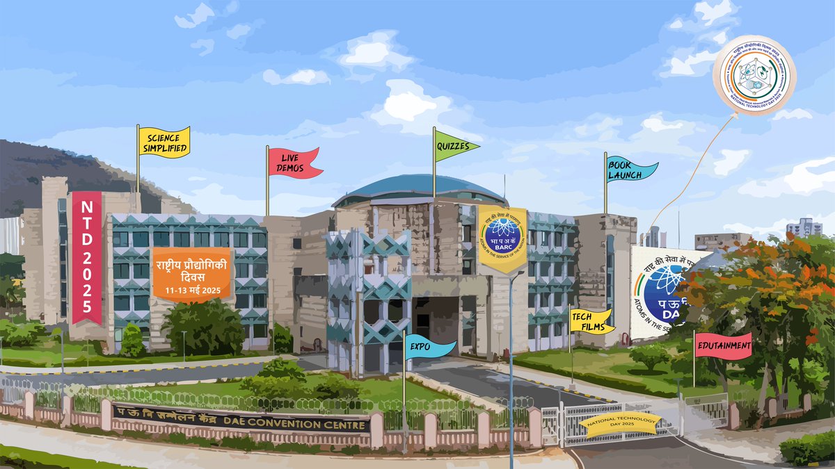 ⚛️Science Talks, Live Demos, AV Presentations, Skits, Quizzes &amp; more! 

🇮🇳#BARC celebrates #NationalTechnologyDay2025 –
‘Transition to Clean, Green Viksit Bharat: Advanced Materials &amp; Nuclear Technology’
📅 11–13 May📍 DAE Convention Centre, Mumbai

Deets: bit.ly/BARCNTD2025