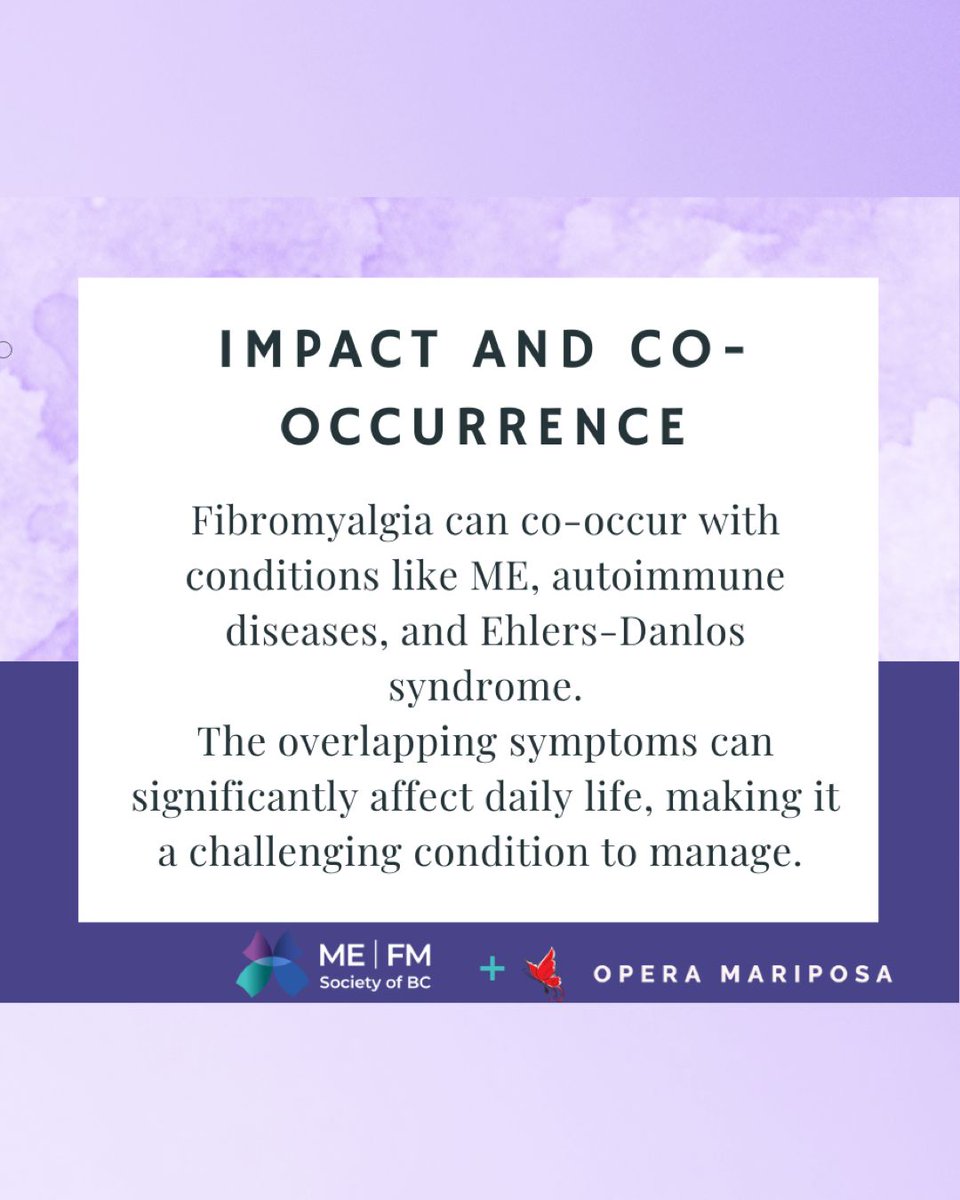 OperaMariposa's tweet image. Did you know? During #BAMonth2025 we&apos;re raising funds &amp;amp; awareness for #fibromyalgia &amp;amp; related illnesses. Fibro is a common but often-misunderstood condition that affects many people (including members of our own team &amp;amp; community). Learn more from @mefmbc: mefm.bc.ca/what-is-fm