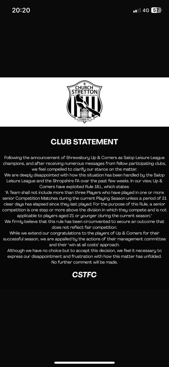 CLUB STATEMENT