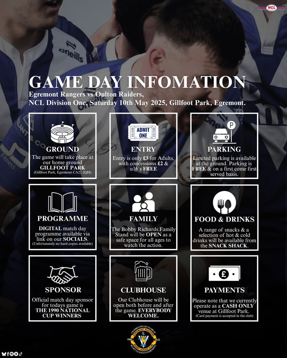 Egremont Rangers (@egremontr) on Twitter photo ๐๐๐๐ ๐๐๐ ๐๐๐
๐๐๐๐๐๐๐ โน๏ธ
All the important information ahead of tomorrows <a href="/OfficialNCL/">National Conference League - RL</a> game against <a href="/RaidersOulton/">Oulton Raiders ARLFC</a>
#UpTheMont | #Since1900
๐๐๐ฅ๐๐๐ซ๐๐ญ๐ข๐ง๐ ๐๐๐ ๐๐๐๐ซ๐ฌ ๐๐ ๐๐ฎ๐ ๐๐ฒ ๐๐๐๐ ๐ฎ๐ ๐๐ง ๐๐ ๐ซ๐๐ฆ๐จ๐ง๐ญ ๐ตโช๏ธ ๐๐๐๐ ๐๐๐ ๐๐๐
๐๐๐๐๐๐๐ โน๏ธ
All the important information ahead of tomorrows <a href="/OfficialNCL/">National Conference League - RL</a> game against <a href="/RaidersOulton/">Oulton Raiders ARLFC</a>
#UpTheMont | #Since1900
๐๐๐ฅ๐๐๐ซ๐๐ญ๐ข๐ง๐ ๐๐๐ ๐๐๐๐ซ๐ฌ ๐๐ ๐๐ฎ๐ ๐๐ฒ ๐๐๐๐ ๐ฎ๐ ๐๐ง ๐๐ ๐ซ๐๐ฆ๐จ๐ง๐ญ ๐ตโช๏ธ