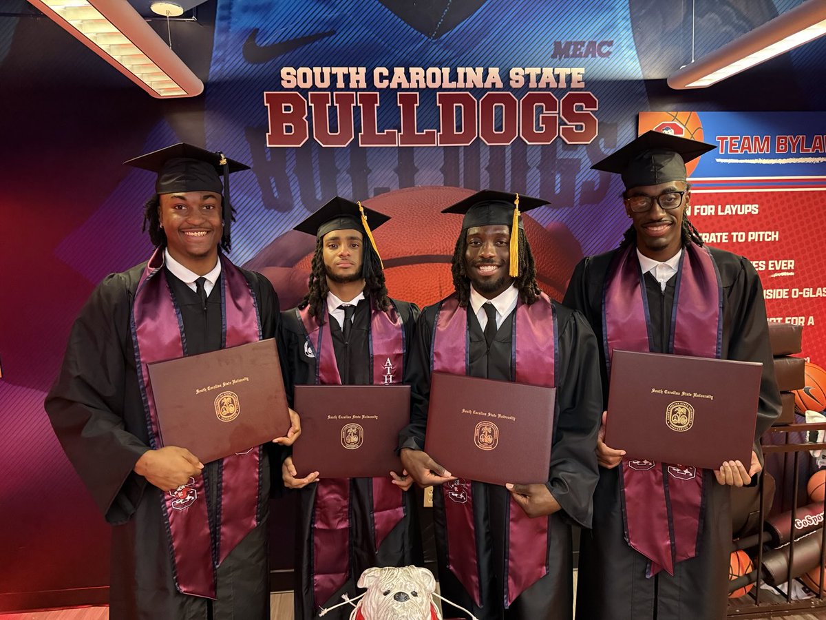 Bulldog nation let’s congratulate Davion, Caleb,Micheal,and Wilson for graduating from South Carolina State University today. They were good on the floor, and in the classroom. Men’s Basketball has a 100% graduation rate in the last 3 years. Go Bulldogs!