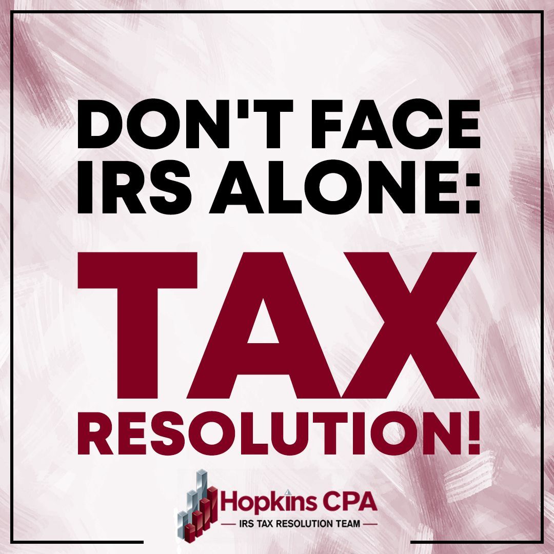 HopkinsCpa's tweet image. Feeling overwhelmed by tax problems? You don&apos;t have to confront the IRS by yourself. Our team at TaxShield by Hopkins CPA Firm provides expert tax resolution assistance that puts your interests first. When you call 361-360-3855.

#TaxAdvocacy #IRSResolution #CPAExperts