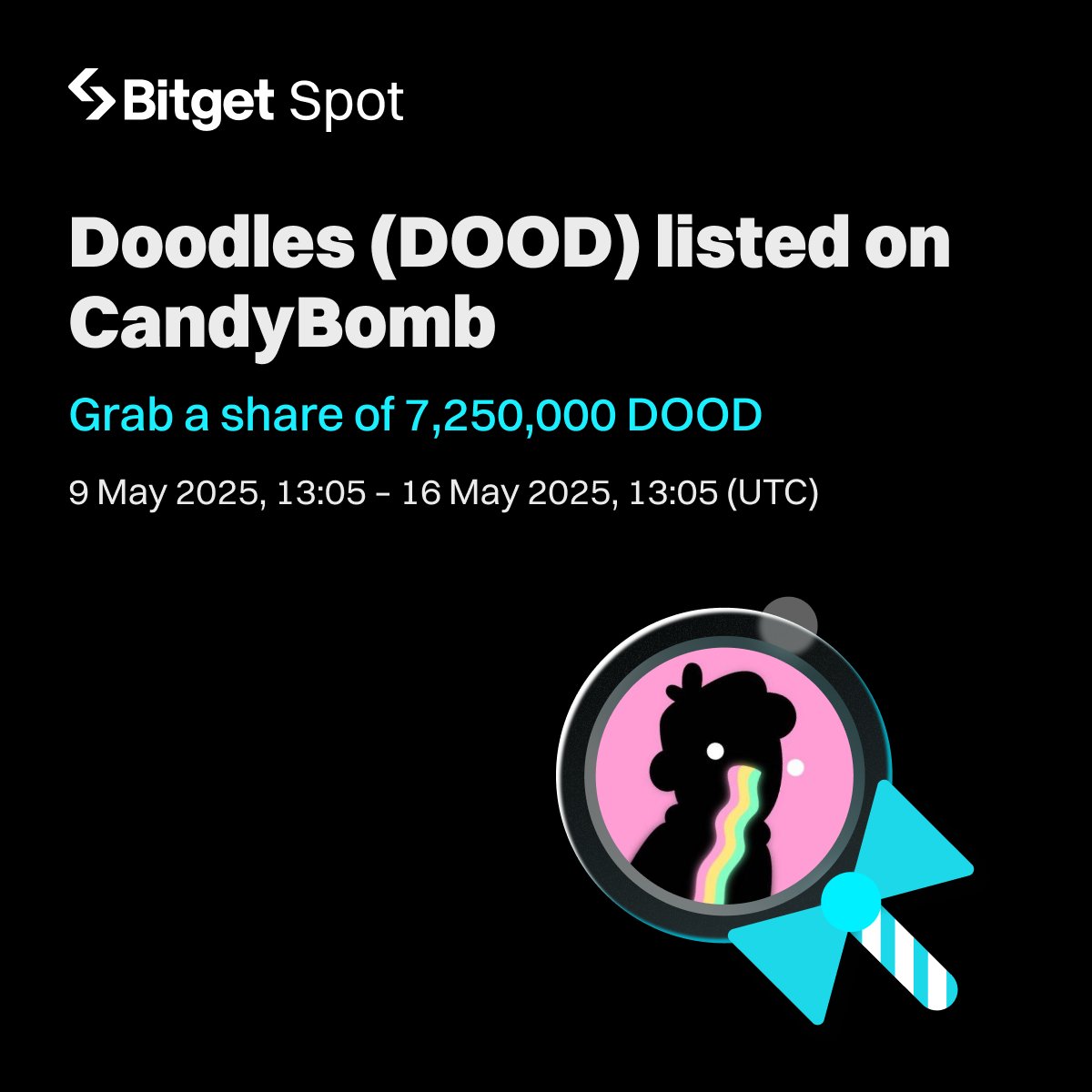 7,250,000 $DOOD are up for grabs on CandyBomb! 

🍬 Join now:  bitget.site/events/candy-b…

Follow to share 1,083,333 DOOD
🔹Follow <a href="/bitgetglobal/">Bitget</a> <a href="/BitgetIndia/">Bitget South Asia</a> <a href="/doodles/">doodles</a>
🔹RT with #DOODlistBitget 
🔹Enter here: docs.google.com/forms/d/e/1FAI…