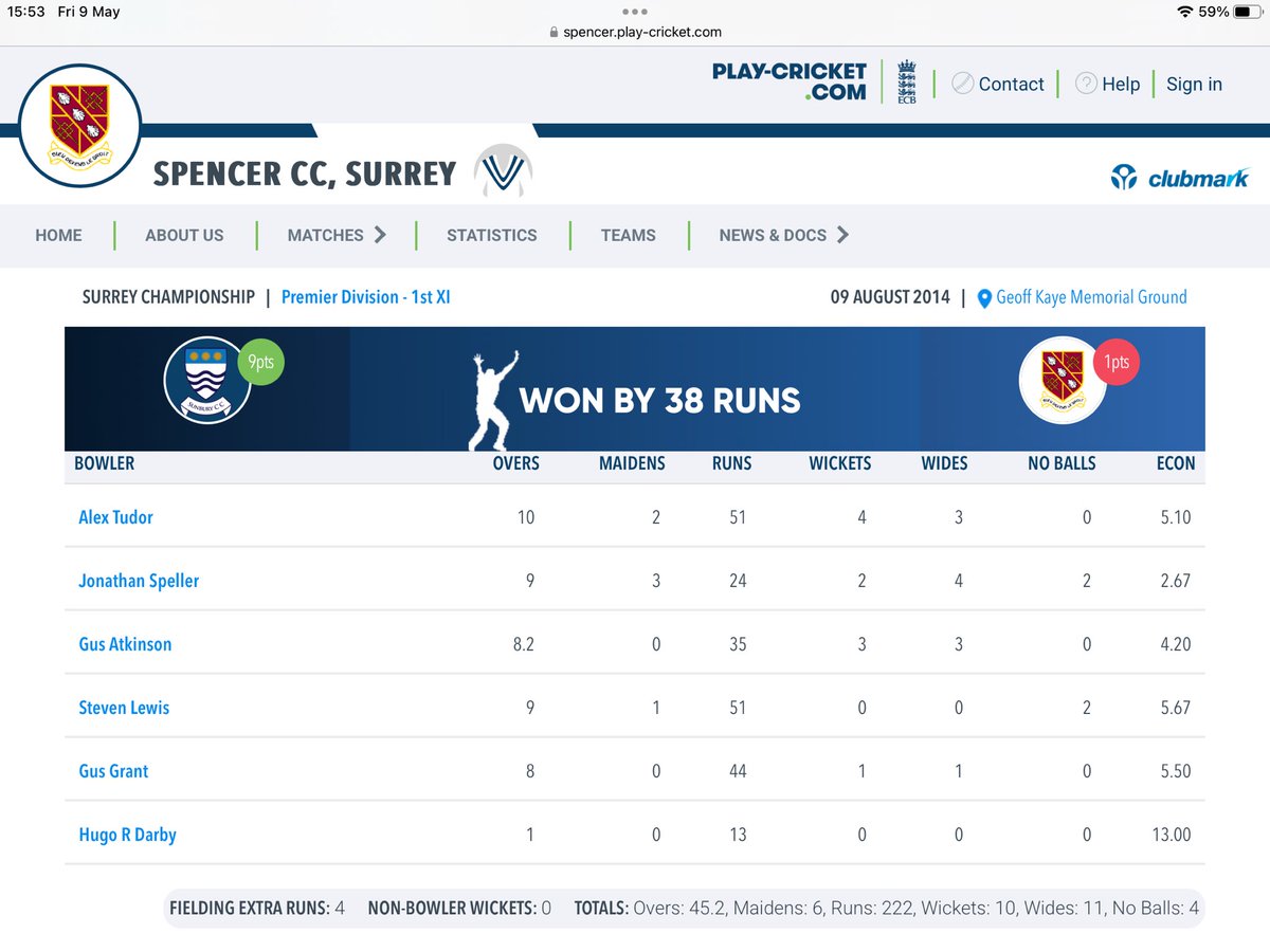 Tomorrow sees our return to the top division of Surrey cricket after 10 seasons away. We host <a href="/SunburyCricket/">Sunbury Cricket Club</a>, the sides last met in our last season in the prem where we fielded this bowling line up. 2 England fast bowlers (past and present) and 2 current players! We still lost…