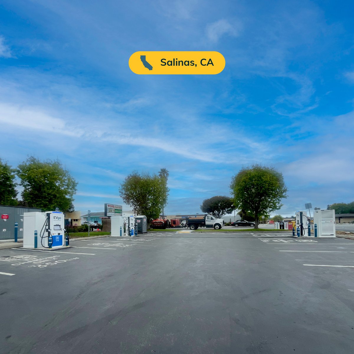 evgonetwork's tweet image. Charge up at the Salinas Shopping Center with 6 new EVgo fast charging stalls! Power up while you shop or grab a bite at CVS, Wingstop, and Winchell’s Donuts. Built in collaboration with GM. 📍Find us at 1140 S. Main St., Salinas, CA 93901.