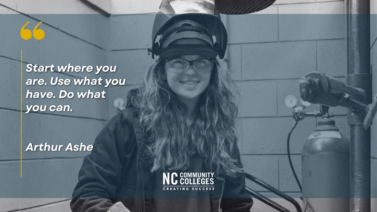 🎓 "Start where you are. Use what you have. Do what you can." — Arthur Ashe

You don’t need to have it all figured out. At North Carolina’s 58 community colleges, we meet you where you are—with affordable programs, real-world skills, and the support to move forward.✅