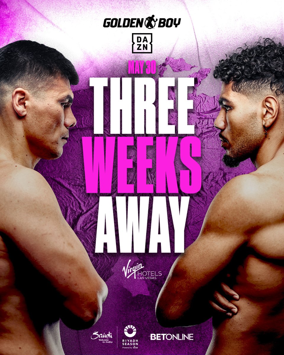 GoldenBoyBoxing's tweet photo. โณ The countdown is ๐๐! Only 3๏ธโฃ weeks away until we see Darius Fulghum and Bektemir Melikuziev battle it out in ๐ณ๐๐ ๐ฝ๐๐๐๐! ๐ฅ๐ฐ๐ฅ
Are you #TeamDFG ๐๐ #TeamBULLY ?? ๐
๐๐ข๐๐ค๐๐ญ๐ฌ ๐จ๐ง ๐ฌ๐๐ฅ๐ ๐๐๐!
๐๏ธ: https://t.co/DNYvtHMmjP
#FulghumMelikuziev | LIVE on DAZN May 30