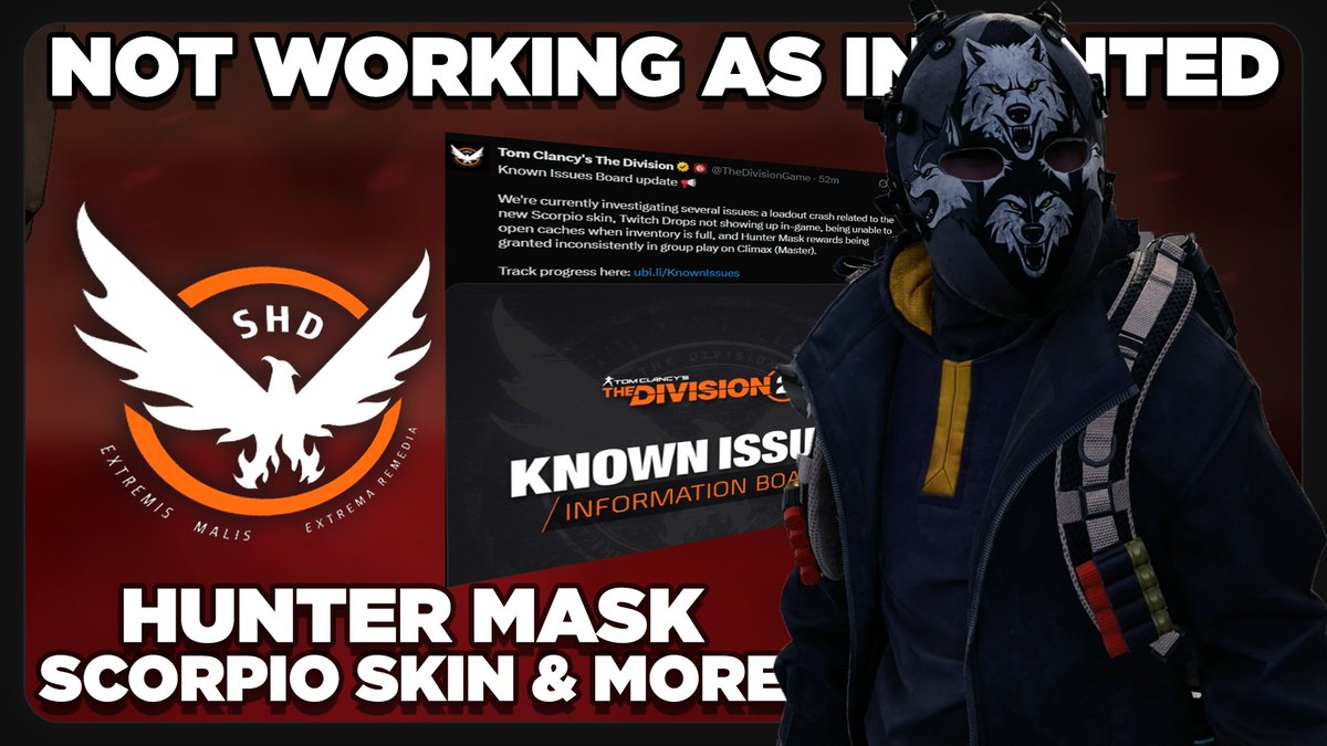 ⭕Unintended Changes⭕

With the New Update we've seen a Bunch of unintended changes and/or Bugs added to the Game! The Dev's are on top of all the Problems like;

⭐Hunter Mask Not Dropping
⭐Not Opening Caches
⭐Exotic Skin Crashes Game &amp; More

Lets go over the details,