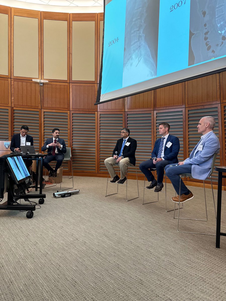 MGBneurosurgery's tweet photo. At the 1st MGB Spine Symposium, two of our spine surgeons, Dr. Hasan Zaidi and Dr. Yi Lu, moderated the second Scientific Session: Spine Deformity Session. During the Spine Deformity Session, many insightful topics were touched on, including "How do we solve the Adjacent Level Problem in spine surgery? (including PJK and Adjacent Segment Disease)", "Strategies for Providing a Strong Foundation for Long Constructs in deformity surgery - Best ways to protect and stabilize the base of a construct (SI joint during deformity correction, triple/quad rods)", and "Deformity Corrections - PSO or Expandable Cages versus ALL release." #MGBSpineSymposium #SpineSurgery #MGBNeurosurgery