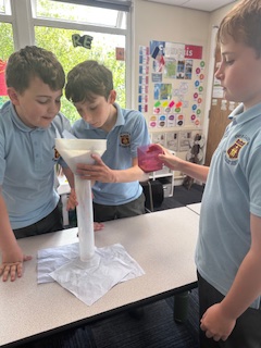 Year 5 have been investigating filtration during the week's science lessons. We have discovered how to separate different substances from water! #OurLadysScience