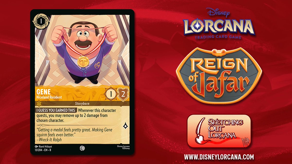 HapChap76's tweet photo. Here’s my reveal for Reign of Jafar— Gene - Niceland Resident!

A huge thank you the Ravensburger’s Disney Lorcana team and Disney for giving me this opportunity!

Check out the latest Disney Lorcana info at https://t.co/Ha5mpYJMI1!

#disneylorcana #reignofjafar https://t.co/5CeHymlK8o