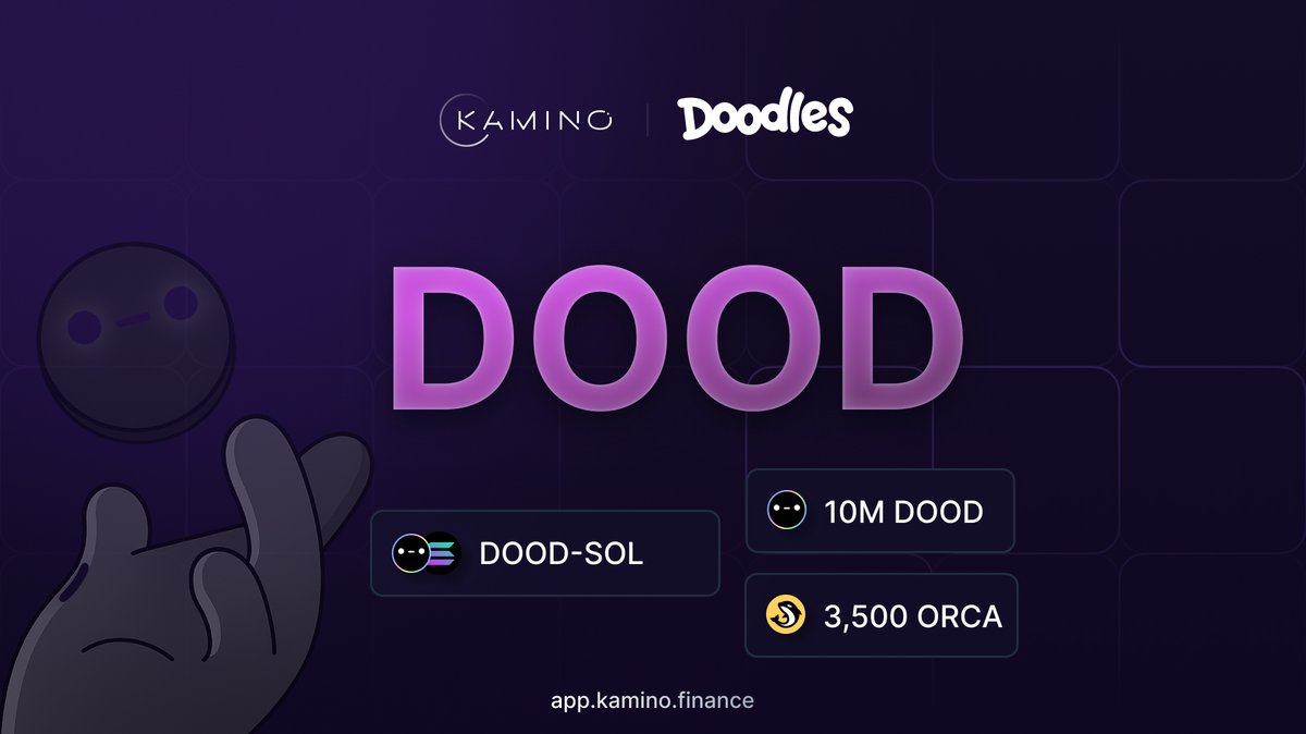 DOOD is live on Kamino!

In collaboration with <a href="/doodles/">doodles</a> and <a href="/orca_so/">Orca 🌊</a>, the $DOOD - $SOL Liquidity Vault will receive the following incentives over the upcoming month
- 10,000,000 $DOOD
- 3,500 $ORCA

Trading fees and DEX incentives are automatically compounded into user positions