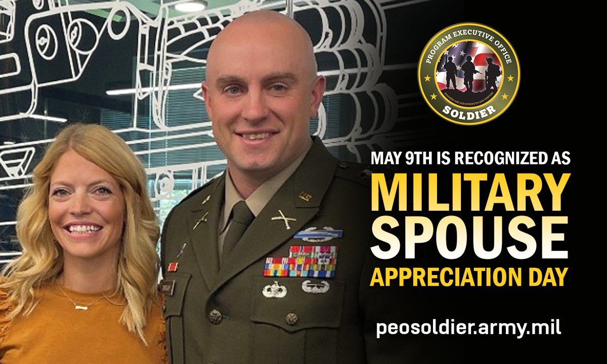 🎖️Today, we honor the strength, love &amp; resilience of military spouses like Andrea, who stand behind our Soldiers. Behind every mission is a spouse holding it all together. 💙

📸 PEO Soldier's MAJ Morgan &amp; his incredible wife Andrea.
#MilitarySpouseAppreciationDay #ArmyFamily