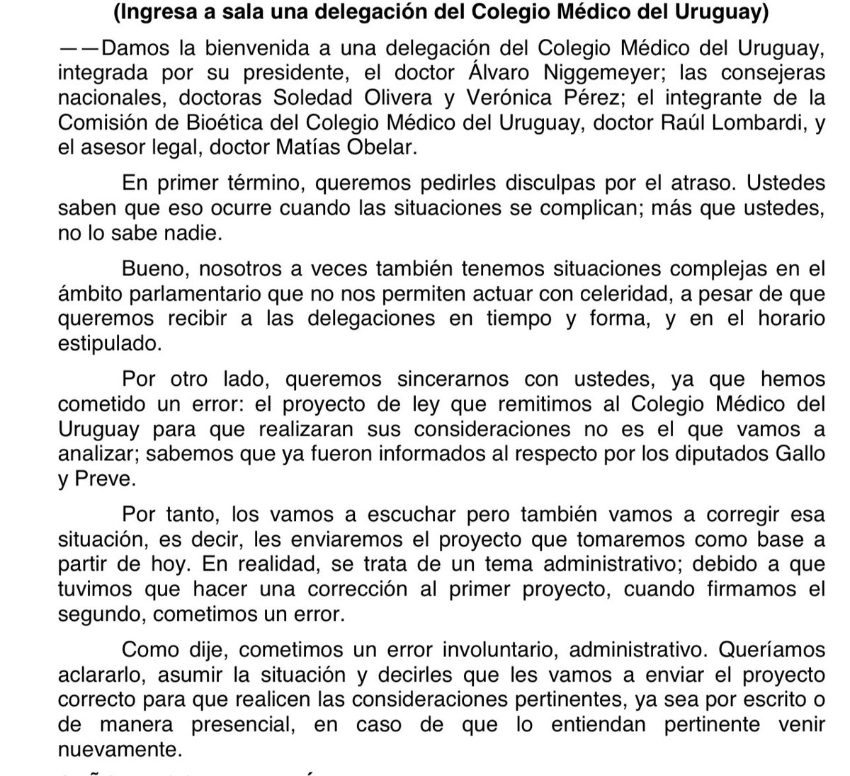 Según el acta en ⁦<a href="/DiputadosUY/">Diputados UY</a>⁩, los promotores de la #eutanasia reconocieron que el proyecto presentado, “ no era el que se iba a analizar”. Una falta de respeto y de seriedad inadmisible para las delegaciones convocadas, la ciudadanía y para el ⁦<a href="/Parlamento_UY/">Parlamento del Uruguay</a>⁩