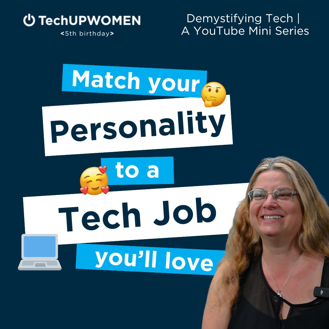 Wondering how to make the perfect ✨match✨ between your personality and a tech career? 

Check out our  Demystifying Tech video, where we  break down how to align who you are with a tech role you'll enjoy: youtu.be/rrG9R7sijkI. 💙 

 #TechUPWomen25 #TechCareers #CareerMatch