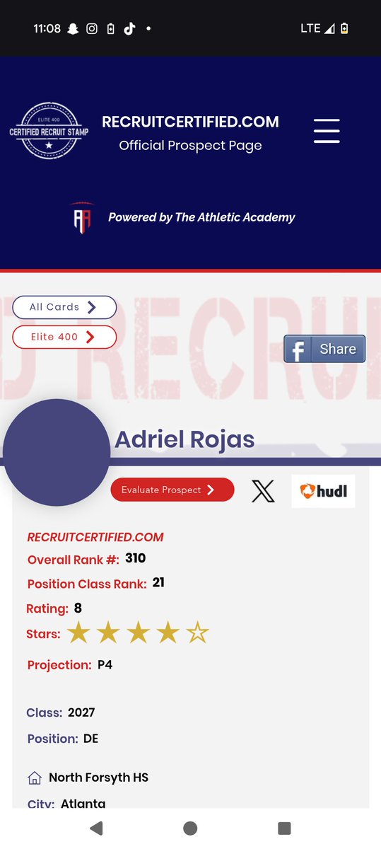 <a href="/adrielrsports/">Adriel Rojas</a> 4 ⭐ DE and could get better! Ceiling is Crazy!