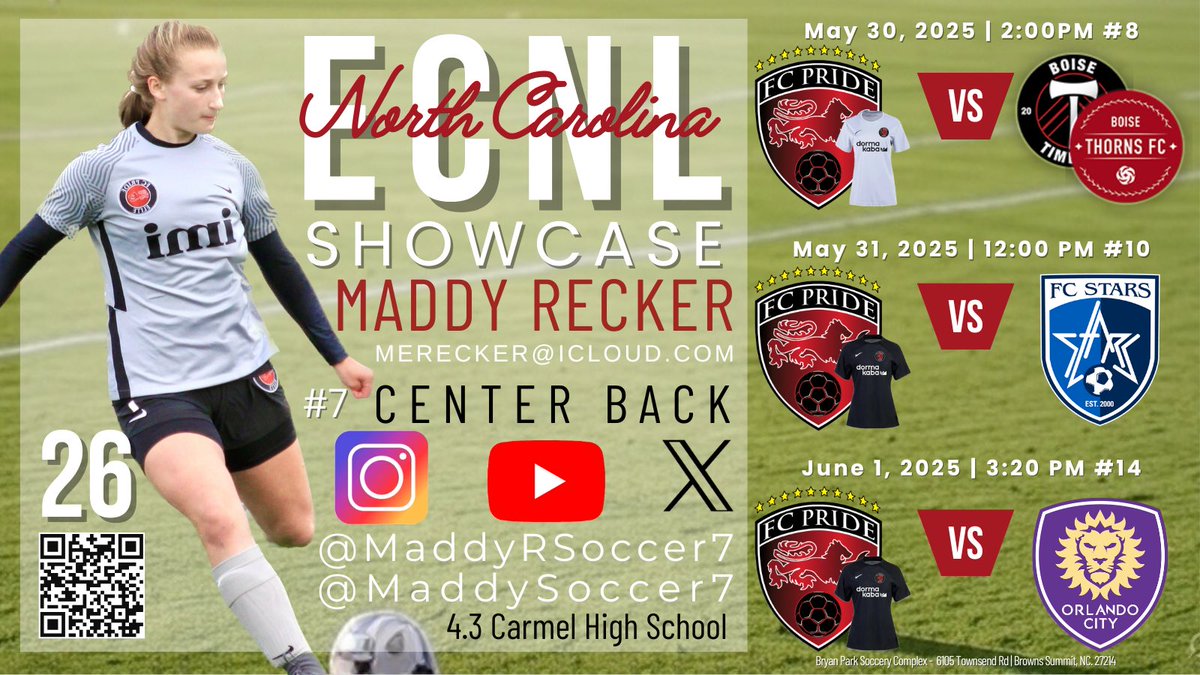 Madeline Recker (@maddyrsoccer7) on Twitter photo It’s been a long couple of months but I’m glad to say I’m finally cleared for contact! My team and I are headed down to the ECNL NC showcase at the end of this month and I can’t wait! Hope to see some coaches on the sidelines!
<a href="/ImYouthSoccer/">ECNL/GA/Recruiting/College Soccer</a> <a href="/ImCollegeSoccer/">College Soccer Truth ™</a> <a href="/FCPride08g_ECNL/">FC Pride 08 Girls ECNL</a> It’s been a long couple of months but I’m glad to say I’m finally cleared for contact! My team and I are headed down to the ECNL NC showcase at the end of this month and I can’t wait! Hope to see some coaches on the sidelines!
<a href="/ImYouthSoccer/">ECNL/GA/Recruiting/College Soccer</a> <a href="/ImCollegeSoccer/">College Soccer Truth ™</a> <a href="/FCPride08g_ECNL/">FC Pride 08 Girls ECNL</a>