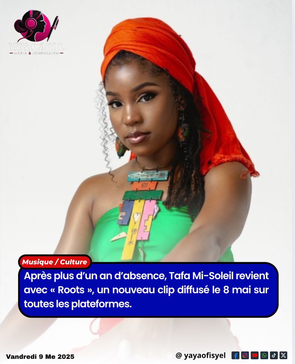 #YayaOfisyelHMI
“Roots” le nouveau son de Tafa Mi Soleil est disponible sur toutes les plateformes de streaming . Lien YouTube 👇

youtu.be/2JO30SGPLj8?si…