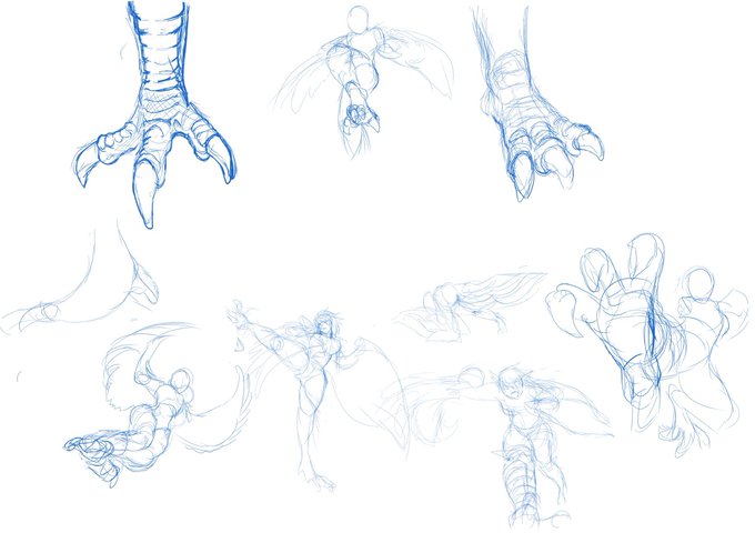 最近ハーピーの戦闘感あるポーズ模索中 